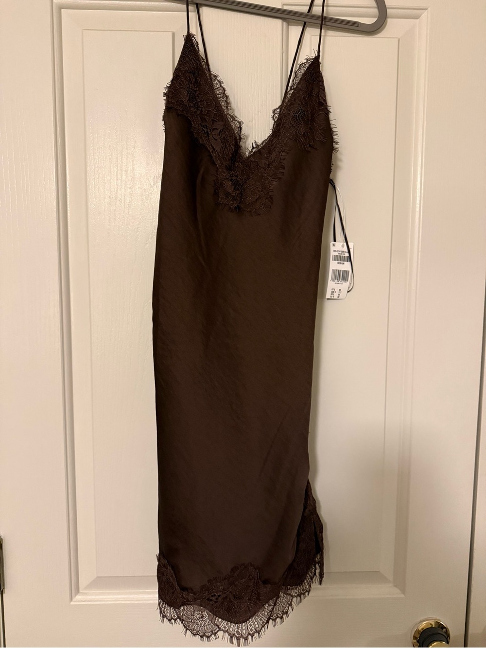 Abercrombie & Fitch Brown Lace-Trim Slip Dress